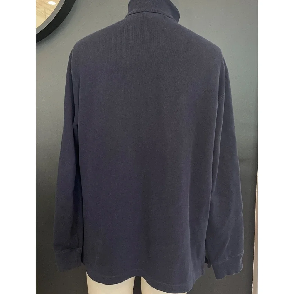 Polo Ralph Lauren Navy Blue Cotton Men's Pullover Sweater with half Zip, X Large